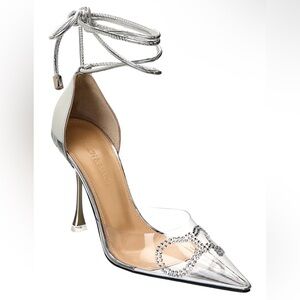 MACH & MACH Silver Crystal Embellished Heels NEW